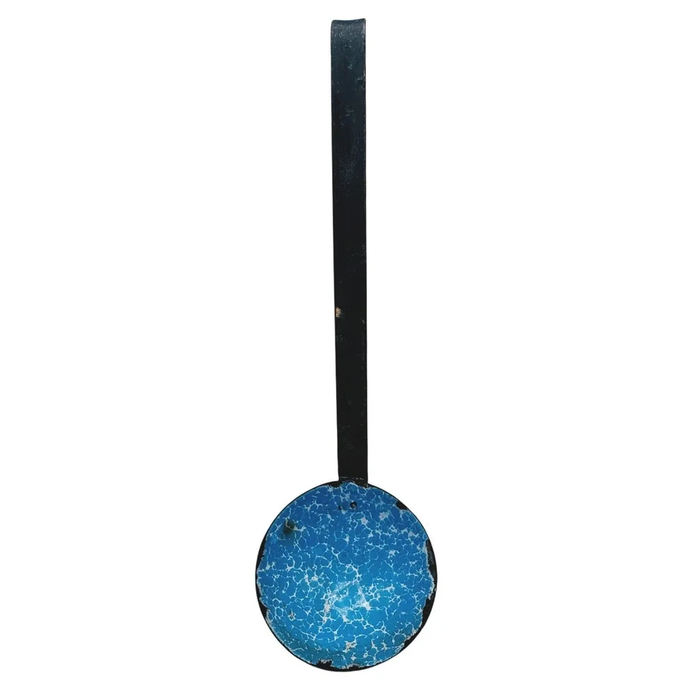 Vintage Blue Speckled Enamel Ladle Primitive Farmhouse Rustic‎ Kitchen Decor